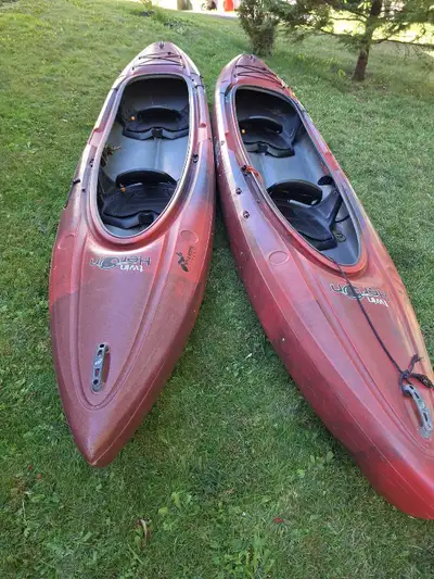 Old town twin heron tandem kayaks. Can be paddled solo. 500 lb capacity. Great for fishing and campi...