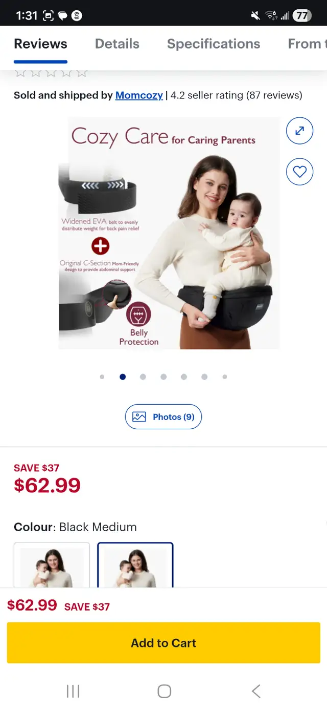 Momcozy Hip Seat Baby Carrier in Strollers, Carriers & Car Seats in City of Toronto - Image 7
