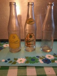 3 vintage Vernors 8 oz pop bottles, bottled in Windsor Ont.