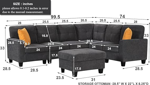 Brand New Sectional Velvet Sofa With Ottoman Storage. in Couches & Futons in Kingston - Image 2