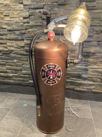 Steampunk fire extinguisher lamp