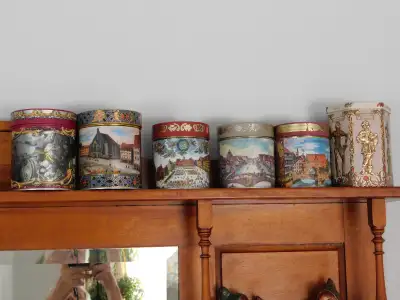Colourful tins each with different pictures of Nuremberg. Asking $ 6.00 for each tin, 4 1/2 inches i...