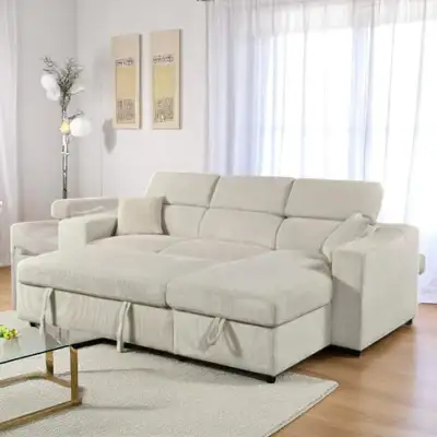 New Reversible Sectional Sofa Bed With Accent Pillows Huge Sale, View more