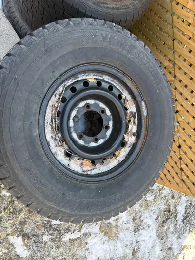 Yokohama ice guard winter tires on 16” Toyota truck steelies. 265/70/16.