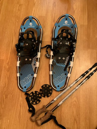 Two sets of snowshoes