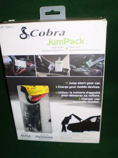 Cobra Electronics CPP 7500 JumPack Portable Power Pack complete with AC and 12V Chargers, as new $50...