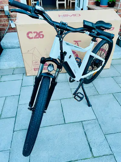 C26 Electric Bike White. Max Battery Range up to 100 KM, 48V 10Ah Removable Battery, Shimano 7-Speed...