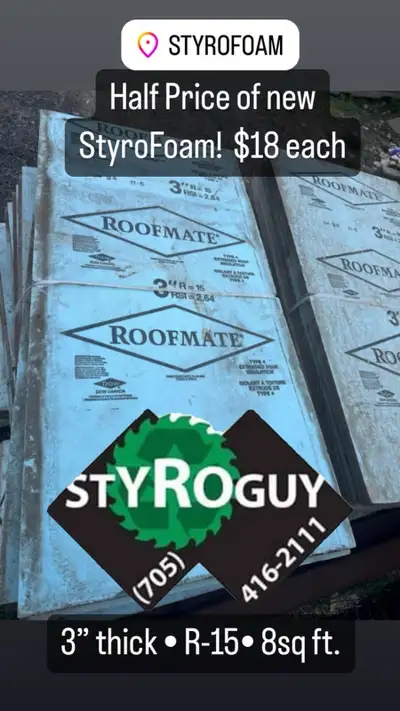 • PINK Styrofoam for Radiant Floors Concrete Foundations! Half the cost of new! •Take a trailer load...