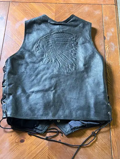 Vintage leather Indian Motorcycle vest. Leather is still nice and soft. Size XL