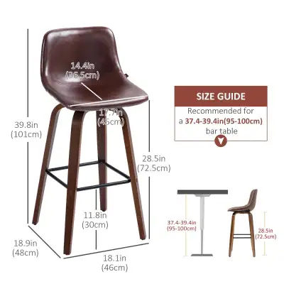 Counter Height Bar stool Mid-Back PU Leather Bar Chairs, View more
