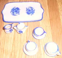 Vintage Mini  Childs  Porcelain Tea Set Transferware Pattern