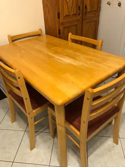 Wooden kitchen table and chairs, View more