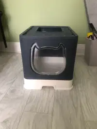 Bac à litière pliable avec couvercle pour chats