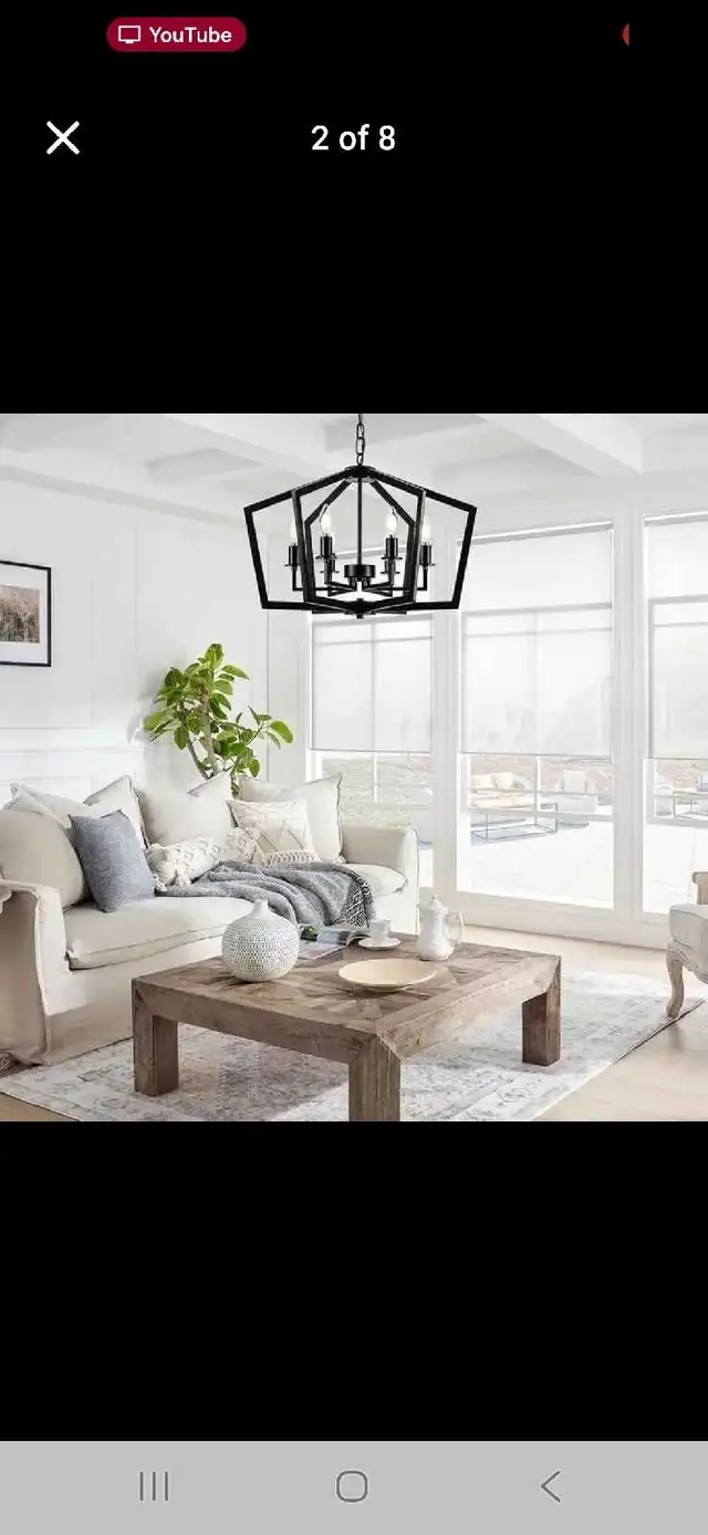 Farmhouse Black Metal Chandelier – 6-Light Adjustable Hanging Fi in Indoor Lighting & Fans in City of Montréal - Image 3