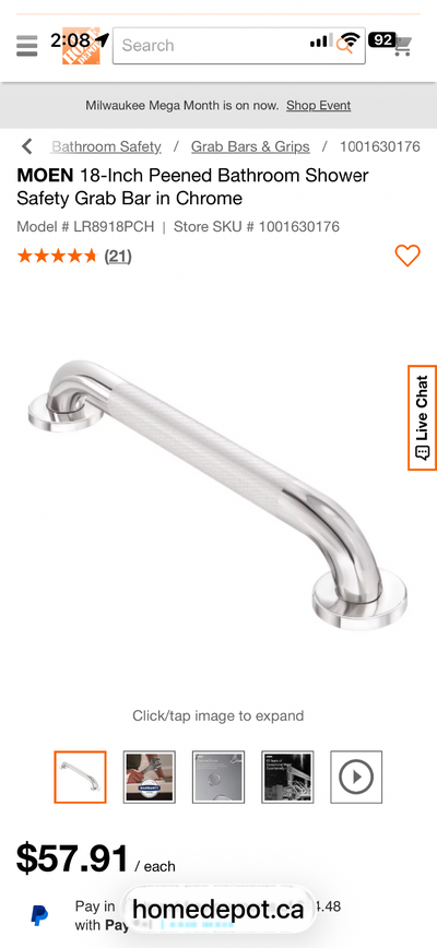Bathroom safety grab bar, View more