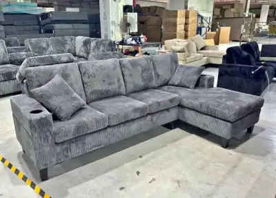 L-Shape Corduroy Reversible 4 Seater Sectional Storage Sofa, View more