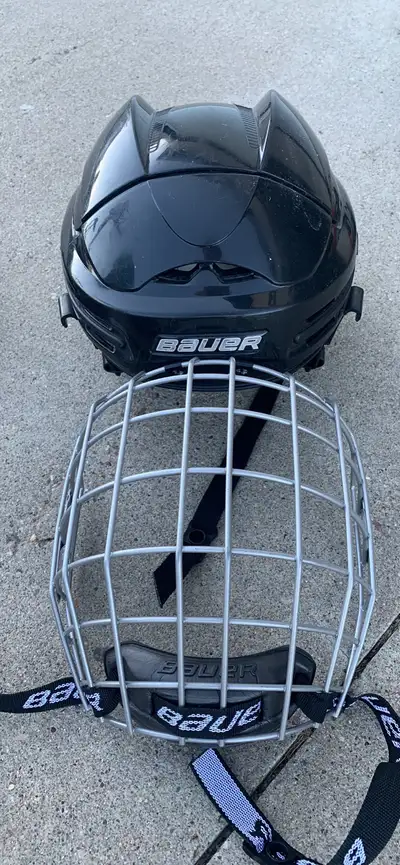 Bauer 9900 helmet with cage, XL $75 Easton pro gloves size 14 new with sticker $50
