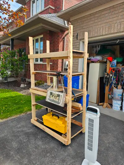 2by4 frame plywood shelves also wheels for moving around