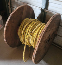 Large wood reel with 200 feet of rope