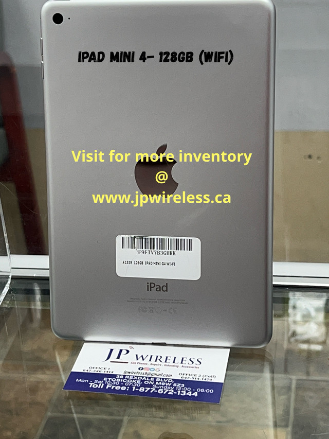 Apple IPad Mini 4 | 128GB |  Silver | WiFi  | Open Box  in Cell Phones in Mississauga / Peel Region