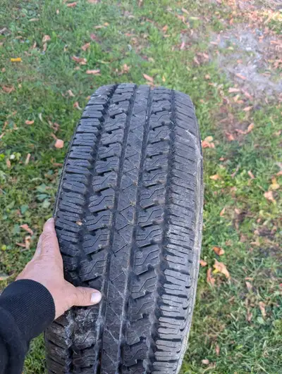 New Dueler A/T mud and snow tire on steelie. Tire is balanced, full tread, never used no weather cra...