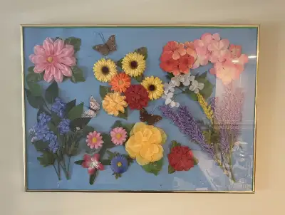 Framed with Glass 3D Art - Flowers and Butterflies, View more