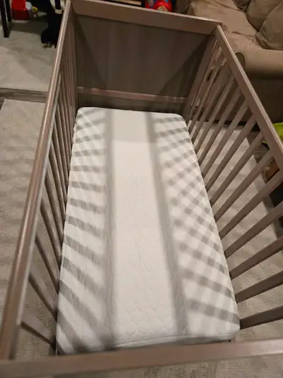 Ikea baby crib with gaurd rail for conversion to toddler bed, View more