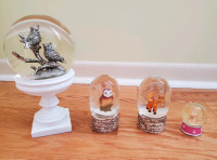 Snow globe, piggy owl monkey baby banks, decor, moana figurines