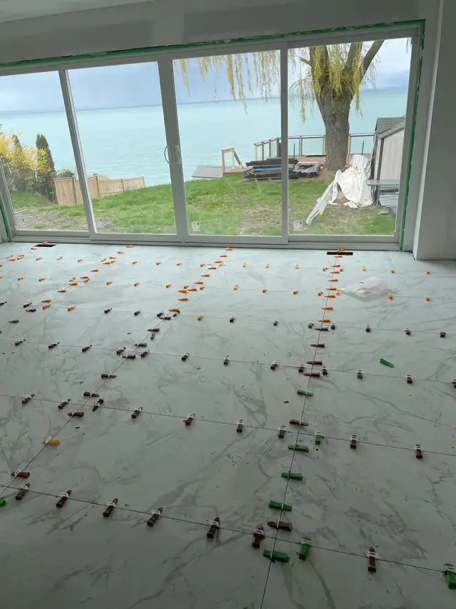 Tile installation floor and walls 