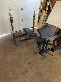 Adjustable squat rack and bench