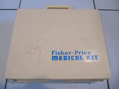 Up for sale is a classic vintage and rare to find Fisher Price Childs Medical Kit Model 936 in excel...