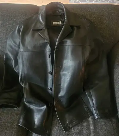 men's 3/4 length winter lined leather coat , View more