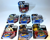 Hot Wheels Star Wars Character Cars Lot - Yoda, Leia, Obi-Wan, J