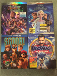 New Sealed Blurays Frozen 2 Scoob! Sonic the Hedgehog Avengers 