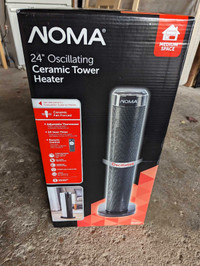 NOMA Digital Tower Ceramic Heater, 1500W, White, 24-in