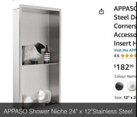 APPASO 12” x24” shower niche stainless steel
