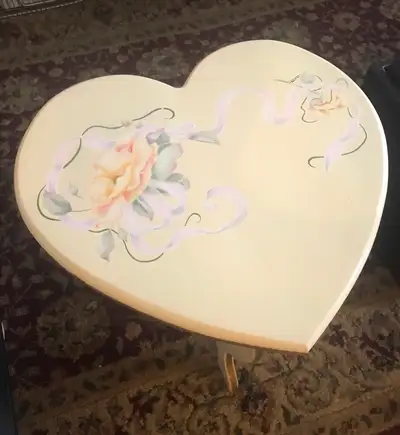 Heart shaped wooden side table, View more