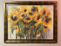 Sunflower print , framed 