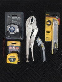 Brand new Tools - measuring tape, blade knife, wrench, etc