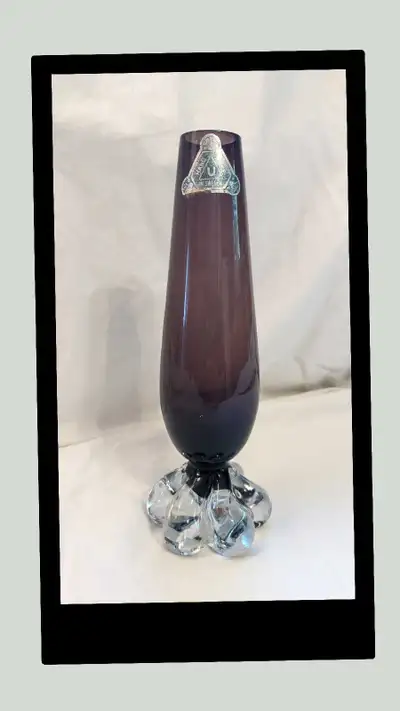 Dark Purple Art Glass Bud Vase from Sweden , View more