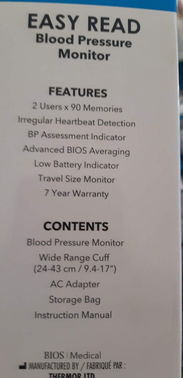 Bios blood pressure monitor  in Health & Special Needs in Woodstock