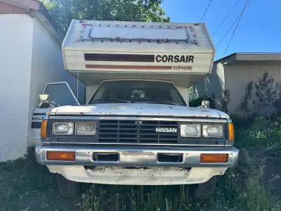 General Coach Corsair Supreme motorhome on 1985 Nissan 720 truck. 176,000 km, runs well. 4 cylinder...