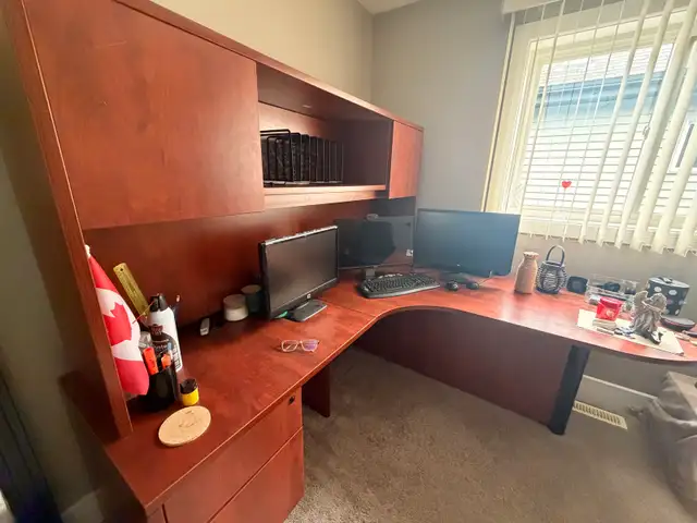 Executive L-Shaped Desk with Hutch + File Cabinet in Desks in Calgary - Image 4