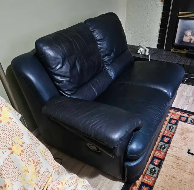leather love seat blue $50.00 in Couches & Futons in Peterborough - Image 3