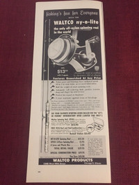 1955 Waltco Ny-O-Lite Spinning Reel Original Ad