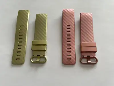 Five sets of straps for Fitbit fitness tracker. Various colours and materials. As pictured. Ad is fo...