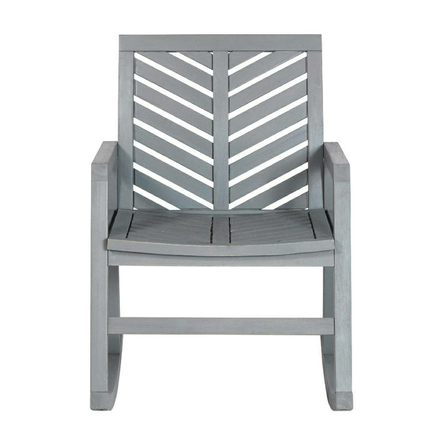Outdoor Chevron Rocking Chair in Grey Wash in Chairs & Recliners in Mississauga / Peel Region