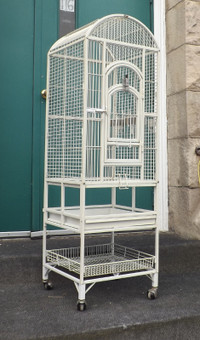 HUGE Metal Bird Cage, Top Opens, 4 Perches/2 Bowls, 58" Tall