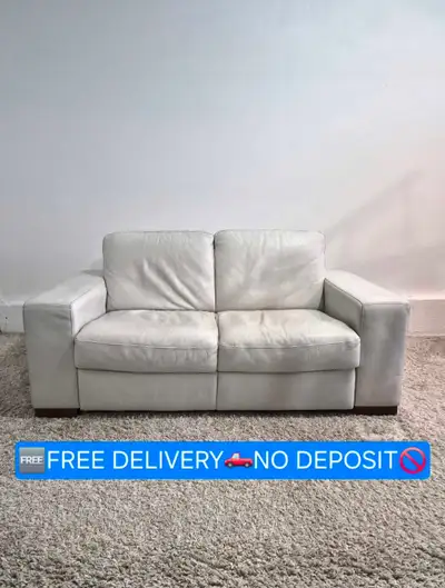 FREE DELIVERY Natuzzi White Leather 2 Seater/Loveseat Sofa/Couch, View more