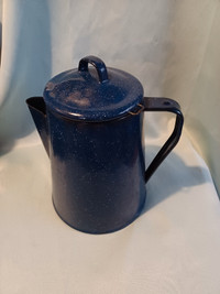Vintage Enamelware blue camping coffee pot